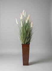 48 inch artificial cattail grass arrangement with 16 blooms in floor vase